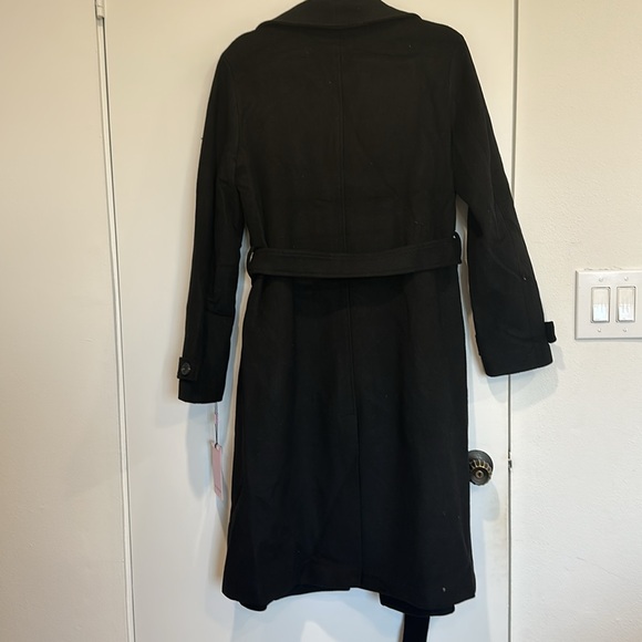 Avec Les Filles New With Tags -Double-Breasted Faux Wool Black Wrap Coat, Size M - Picture 6 of 6